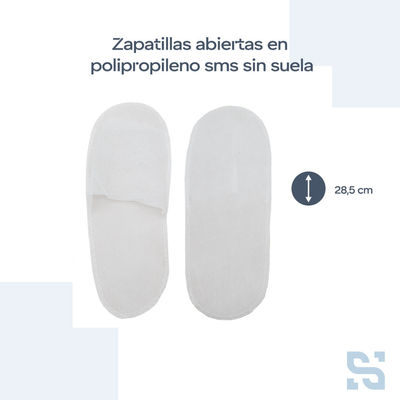 Par de zapatillas blancas de polipropileno con suela Eva abierta, caja 200 pares - Foto 2