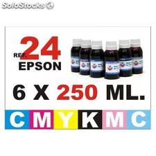 Para cartuchos Epson 24 xl pack 6 botellas 250 ml. tinta compatible