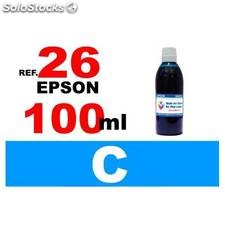 Para cartuchos Epson 26 xl botella 100 ml. tinta compatible cian