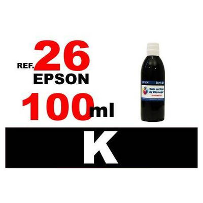 Para cartuchos Epson 26 xl botella 100 ml. tinta compatible negra