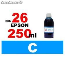 Para cartuchos Epson 26 xl botella 250 ml. tinta compatible cian