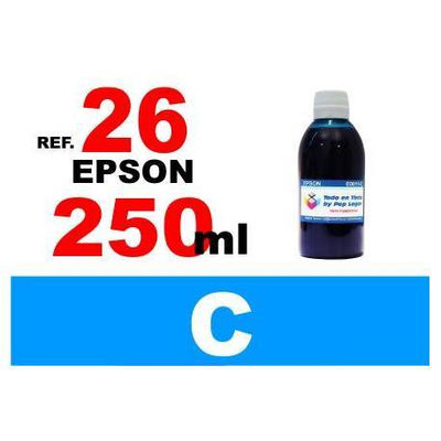 Para cartuchos Epson 26 xl botella 250 ml. tinta compatible cian