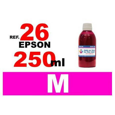 Para cartuchos Epson 26 xl botella 250 ml. tinta compatible magenta