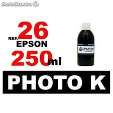 Para cartuchos Epson 26 xl botella 250 ml. tinta compatible negra