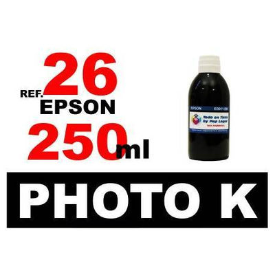 Para cartuchos Epson 26 xl botella 250 ml. tinta compatible negra