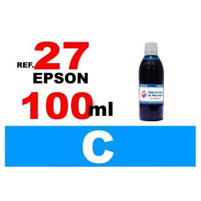 Para cartuchos Epson 27 botella 100 ml. tinta compatible cian