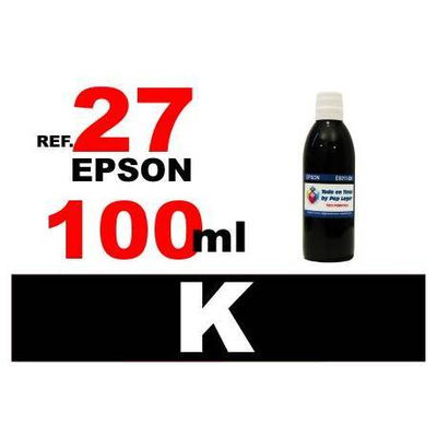 Para cartuchos Epson 27 botella 100 ml. tinta compatible negra