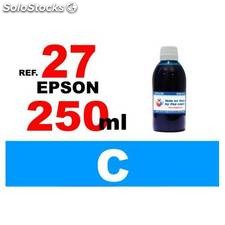 Para cartuchos Epson 27 botella 250 ml. tinta compatible cian