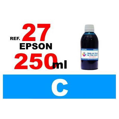 Para cartuchos Epson 27 botella 250 ml. tinta compatible cian
