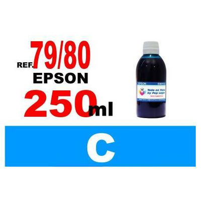 Para cartuchos Epson 79 y 80 botella 250 ml. tinta compatible cian