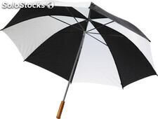Paraguas manual bicolor con mango recto de madera