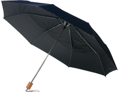 Paraguas plegable manual con mango de madera