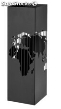 Paragüero negro de metal con tallado de mapa mundi Medidas:15x15x49 cm