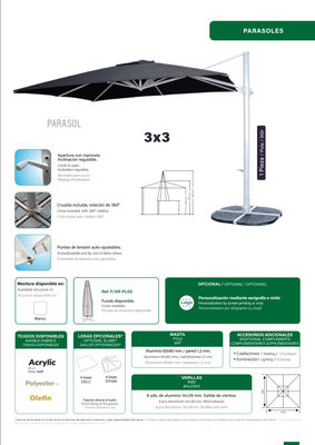 Parasol aluminio Shade Forte Lateral 3x3