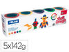 Pasta milan para modelar soft dough glitter caja de 5 botes colores surtidos 142