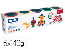 Pasta milan para modelar soft dough glitter caja de 5 botes colores surtidos 142