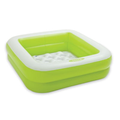 Pataugeoire carrée rembourée - vert et blanc - petite piscine gonflable