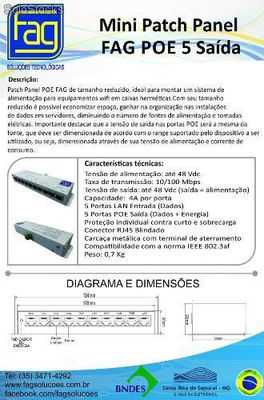 Patch Panel 5 à 16 Saídas poe e lan - fag Soluções