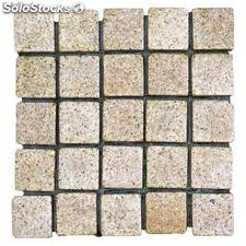 Pave granit asie jaune sur trame 10X10X2cm