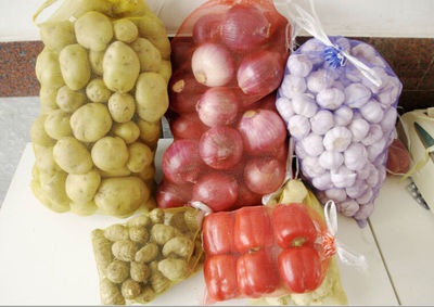 PE Mono Mesh Bag With Drawstring For Onion Garlic Potatoes Packing - Foto 2
