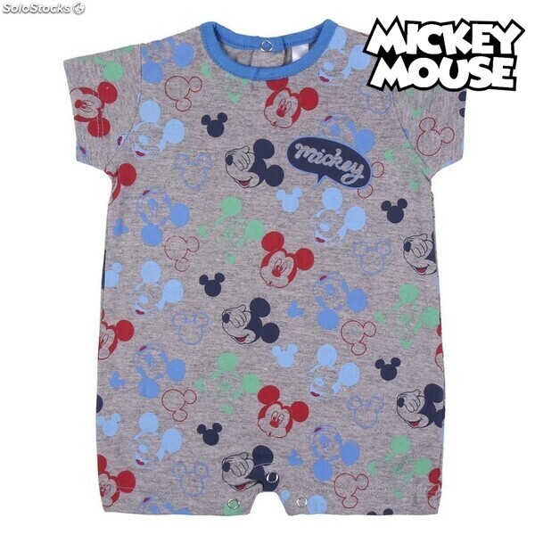 Pelele De Manga Corta Para Bebe Mickey Mouse Gris