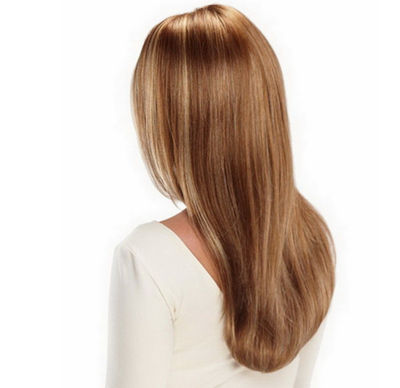 Peluca cabello sintético alisado marrón ligero rubio destacado 20´´ para mujer - Foto 3