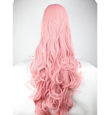 Peluca cosplay animado ondulado peluca rosada larga 80cm - Foto 4