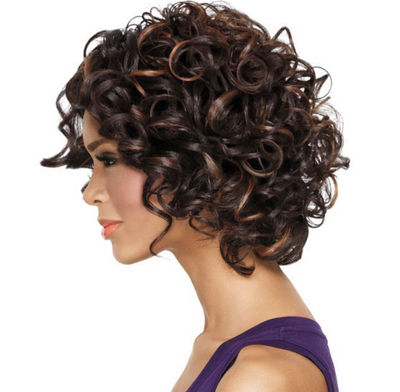 Peluca sintética afroamericana pelucas marrón enroscada cabello rizado corto