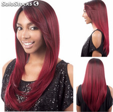 Pelucas de cosplay mujer fashion peluca sexy rojo de vino cabello natural largo