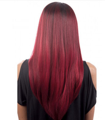 Pelucas de cosplay mujer fashion peluca sexy rojo de vino cabello natural largo - Foto 4