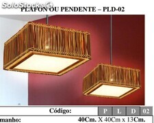 Pendente artesanal com fibra natural 40X40X15