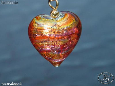 Pendentif en forme de coeur en verre de Murano certifié - Cuor