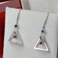 pendientes/aretes de plata con circónes azules y rojos, diseño de triángulo - Foto 3