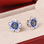 pendientes/aretes de plata con zircones cristal y flor de color azul - Foto 4