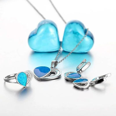 pendientes de ópalo azul forma corazón aretes amor - Foto 4