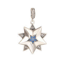 pendientes de plata estrella cinco puntas con piedras cristales y azules claras - Foto 2