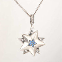 pendientes de plata estrella cinco puntas con piedras cristales y azules claras - Foto 3