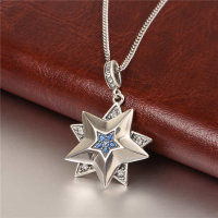 pendientes de plata estrella cinco puntas con piedras cristales y azules claras - Foto 4