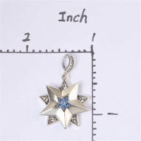 pendientes de plata estrella cinco puntas con piedras cristales y azules claras - Foto 5