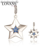 pendientes de plata estrella cinco puntas con piedras cristales y azules claras