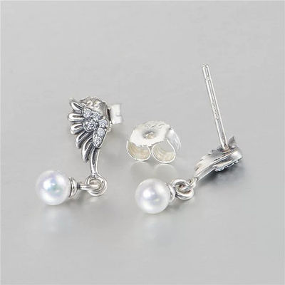 Pendientes plata alas de ángel con perla blanca de Lovans jewelry - Foto 4