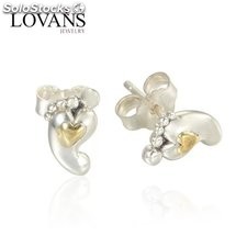 pendientes plata ,aretes plata de piesitos ,regalo para mamá