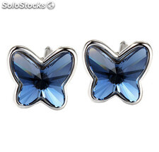 Pendientes Swarovski Mariposa para Mujer y Niña. Plata de Ley 925 - Azul Denim