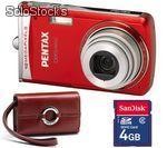 Pentax Optio M60 vermelha + estojo de pele vermelho + cartão SDHC 4 GB