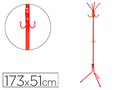 Perchero metalico q-connect rojo 8 colgadores 173X51 cm