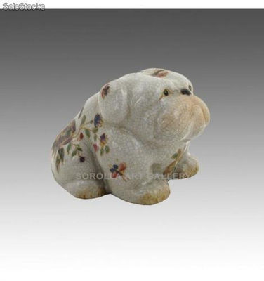 Perro Bulldog sentado 9cm - Milex | porcelana decorada en porcelana
