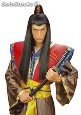Perruque samourai cheveux longs noirs