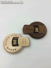Personalizado Lápiz de memorias madera redonda con logotipo gratis y impermeable