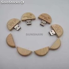 Personalizado Memoria USB de madera ecológica logotipo láser y precio de fábrica