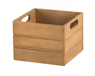 Petite boîte carrée en bois vieilli avec poignée